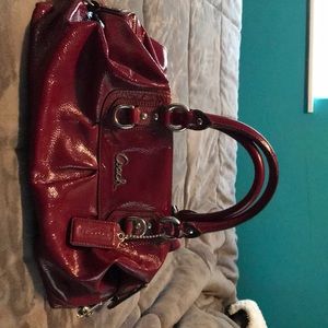 COACH Burgundy Patent Leather Handbag